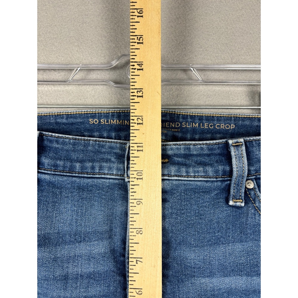 Chico's So Slimming Girlfriend Slim Leg Crop Frayed Hem Jeans 12 Blue - Picture 8 of 10